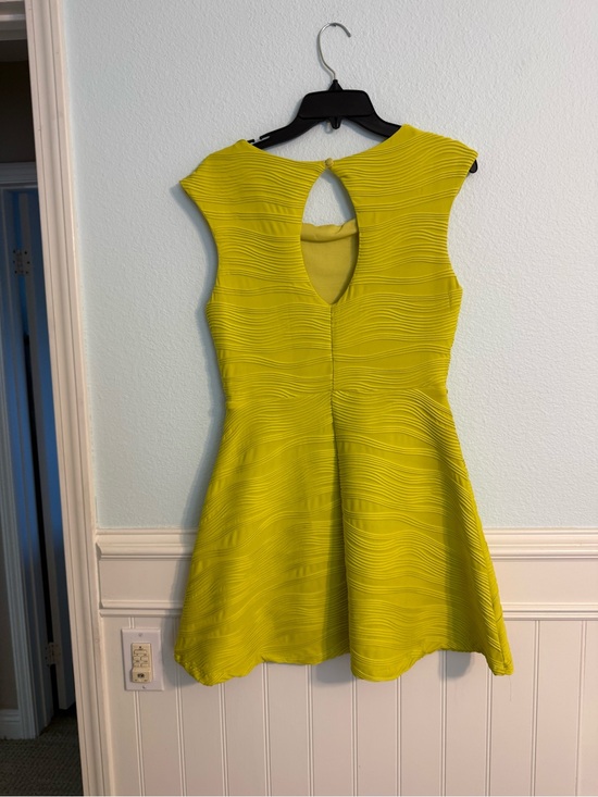 B Darlin Yellow Textured Fit & Flare Mini Dress